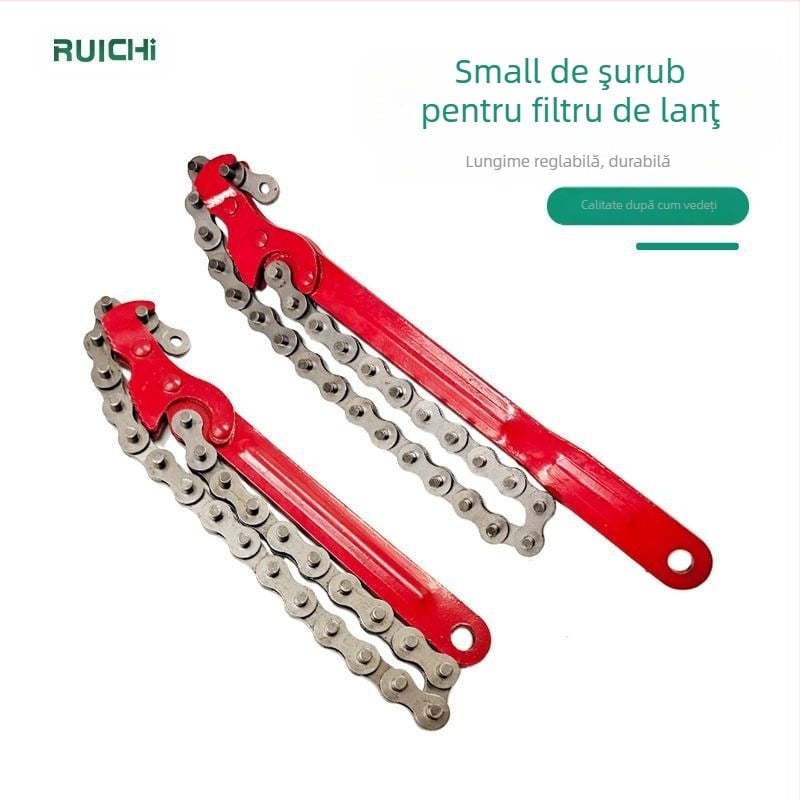 Cheie reglabilă pentru filtru de ulei, tip lanț, din oțel unelte