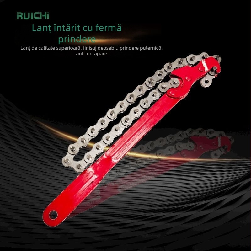 Cheie reglabilă pentru filtru de ulei, tip lanț, din oțel unelte