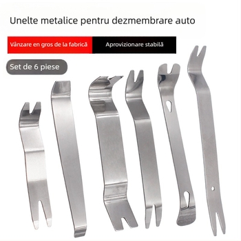 Set de unelte din oțel inoxidabil pentru demontarea sistemului audio auto și a panourilor de ușă (6 piese) – Horn nailer, lungime 240 mm, diametru 21 mm, rezistent la explozie