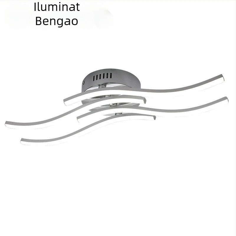 LED plafon cu patru valuri pentru living și dormitor, design modern minimalist, corp din aluminiu, 85–265V, CRI ≥90, acoperă 10–15㎡