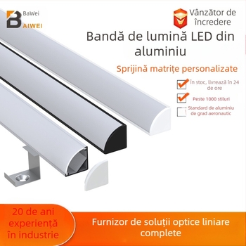 Bandă LED în formă de U, montaj deschis, carcasă rigidă pentru bandă, model L054, material aliaj de aluminiu + difuzor din plastic, finisaj oxid, pentru iluminat interior