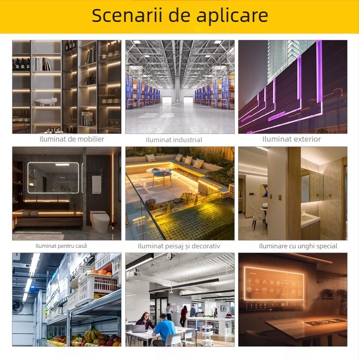 Bandă LED în formă de U, montaj deschis, carcasă rigidă pentru bandă, model L054, material aliaj de aluminiu + difuzor din plastic, finisaj oxid, pentru iluminat interior