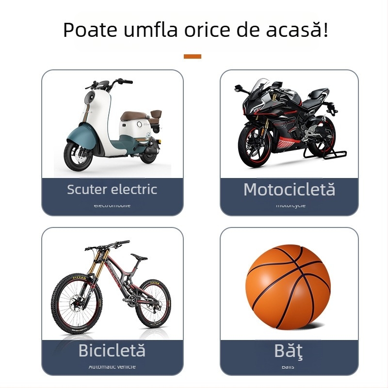 Pompă de picior pentru autoturisme, biciclete, motociclete și vehicule electrice — înaltă presiune, cilindru unic, debit aer 25 L/min, manometru