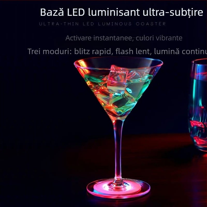 Suport LED iluminat pentru pahar - Material: EVA+LED; Model: personalizabil; Stil: Lux luminos; Fără alimentare