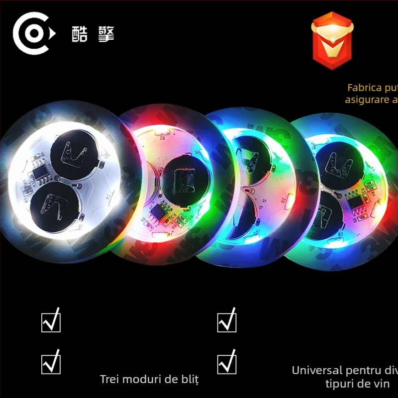 Suport LED iluminat pentru pahar - Material: EVA+LED; Model: personalizabil; Stil: Lux luminos; Fără alimentare