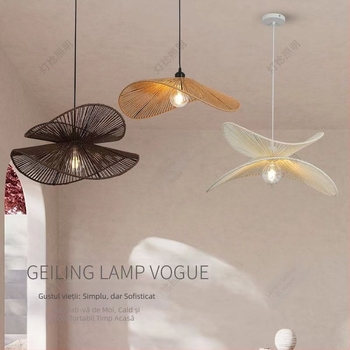 Lustră suspendată cu fir – iluminare LED, corp din fier, 220V, cu un singur braț, abajur din sfoară