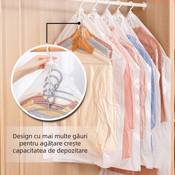 Geantă de depozitare cu vid, de tip atârnat, pentru haine cu puf acasă – PA+PE, model SNGG001, fără pompă