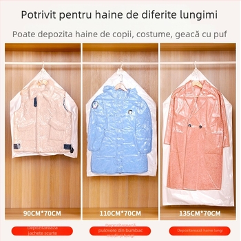 Geantă de depozitare cu vid, de tip atârnat, pentru haine cu puf acasă – PA+PE, model SNGG001, fără pompă