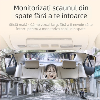 Oglindă interioară pentru mașină cu HD, unghi lat, câmp vizual mare, suprafață plată/curbată, ajutor pentru unghiuri moarte la mersul cu spatele