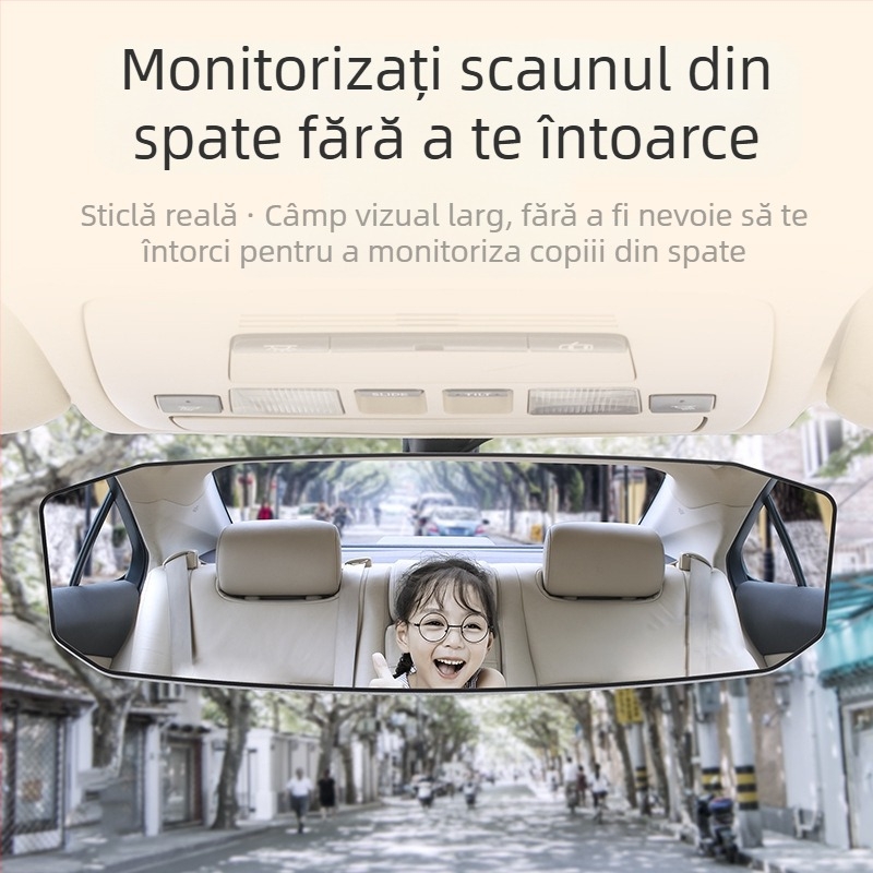 Oglindă interioară pentru mașină cu HD, unghi lat, câmp vizual mare, suprafață plată/curbată, ajutor pentru unghiuri moarte la mersul cu spatele