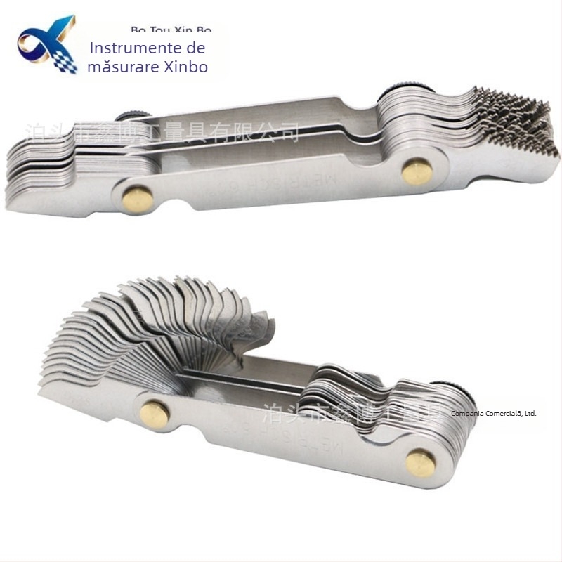 Jinggong gabarit filete, set de 58 piese, unghi de filet 60°, standard britanic și american, intervalul 0,25–6, oțel inoxidabil