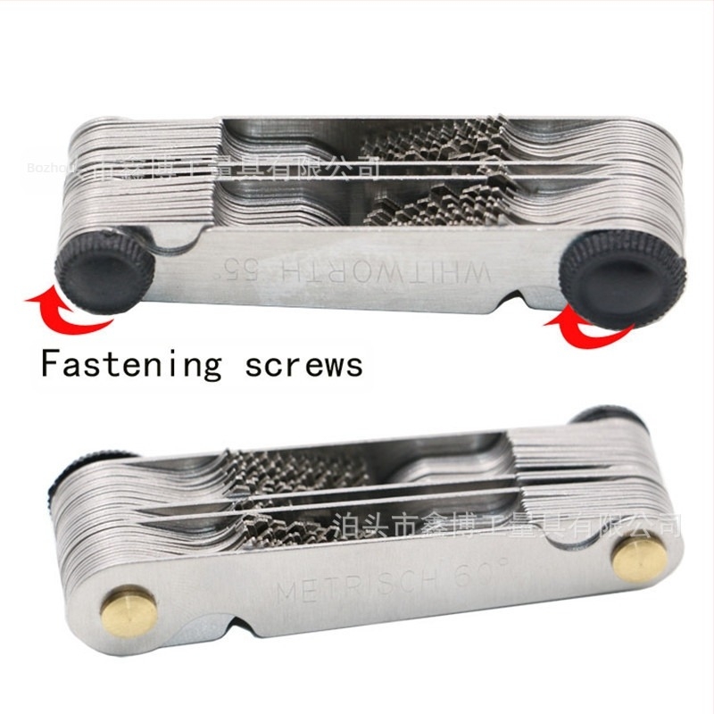 Jinggong gabarit filete, set de 58 piese, unghi de filet 60°, standard britanic și american, intervalul 0,25–6, oțel inoxidabil