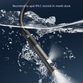 Endoscop cu două lentile pentru reparații auto și conducte industriale, model W300, sondă 5.5 mm, lungime de lucru 1000 mm, IP67 impermeabil, unghi de vizualizare 68°
