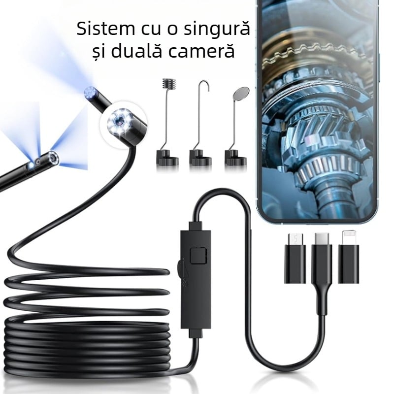 Jade YS105 endoscop industrial pentru inspecția conductelor și a automobilelor, IP67 rezistent la apă, 1440P, conectat la smartphone, iluminare LED