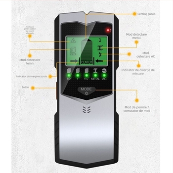 Detector de perete 5-in-1 SH 401, interval de masurare 0-60 mm, sonda 60 mm, detector portabil