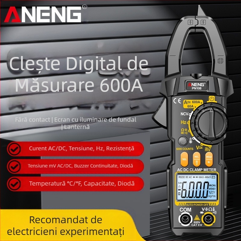 Multimetru digital cu clemă, precizie înaltă, curent AC/DC mare, pentru electrician, instrument digital multifuncțional de întreținere