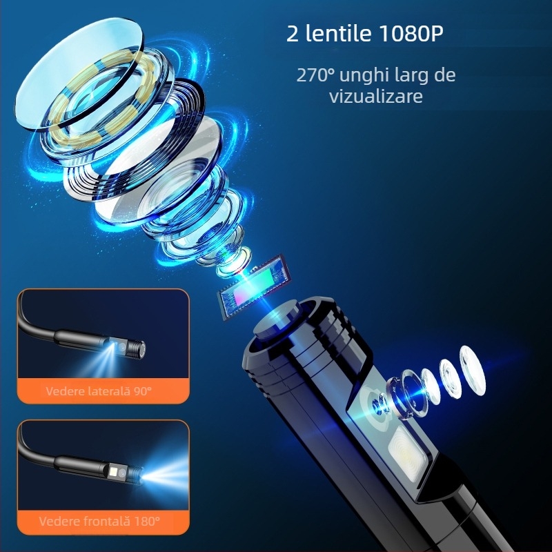 Endoscop industrial portabil cu ecran HD de 4,3 inch și lentilă de 8 mm (IP67 • 1080p • 2000mAh • 3–4 h)