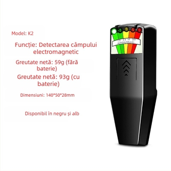 Detector EMF K2 pentru câmp magnetic, interval 0-20 mG, precizie 5%, măsoară calculatoare, cuptoare cu microunde și uscătoare de păr