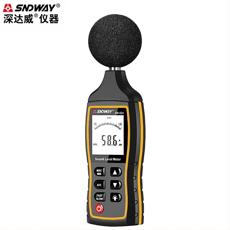 Măsurător digital de zgomot SW523/524, interval 30-130 dB, precizie ±1,5 dB, rezoluție 0,1 dB, temperatură de funcționare 0-40°C