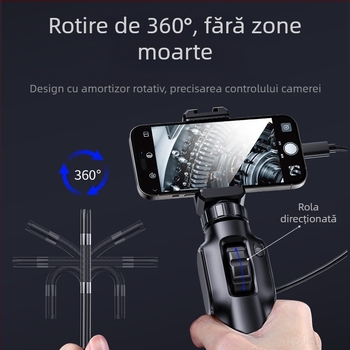 Borescop manual cu rotație de 360° pentru uz industrial, sondă 7,9 mm, lungime de lucru 1000 mm, IP67 rezistent la apă, 2 MP