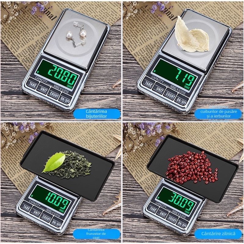 Cântar portabil pentru bijuterii din aur, alimentare USB, precizie 0,01 g, dimensiune de buzunar pentru uz casnic