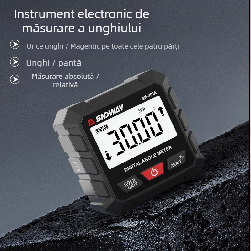 Shendawei SW101A Inclinometru cu afișaj digital, protractor, 4×90° interval, senzor electronic de înclinare