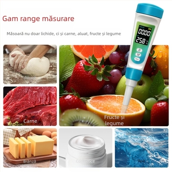 Măsurător portabil de pH cu electrod din sticlă, afișaj digital, interval pH 0-14, precizie 0,01 pH, compensare de temperatură 0-60 °C