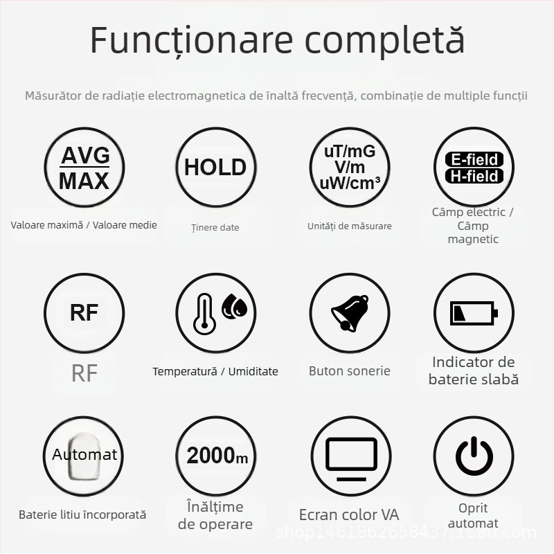 MESTEK EMF02R Detector de Câmp electromagnetic pentru radiații de înaltă frecvență, utilizare casnică, greutate 0,2 kg