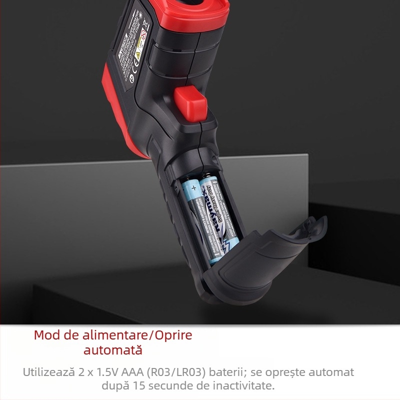 TA600A+ termometru infraroșu, afișaj cu patru cifre, timp de răspuns <500 s, baterie 2× AAA