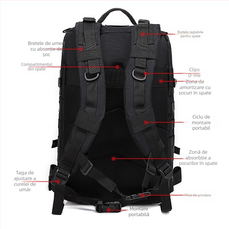 Rucsac tactico camuflat pentru drumeții și ciclism, cu buzunar plasă, model Military bag, origine: Jinhua, Zhejiang; marcă: Other