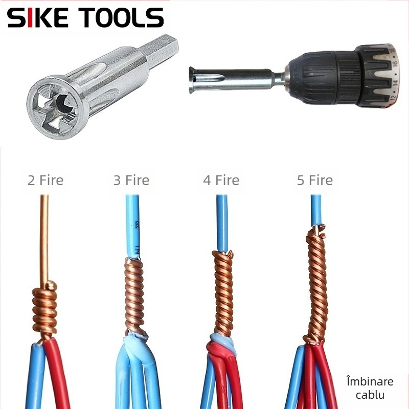 Conector terminal paralel pentru cablu — fără decojire, oțel dur, 220V, pentru fire de 5 conductori 4 mm², înfășurare rapidă