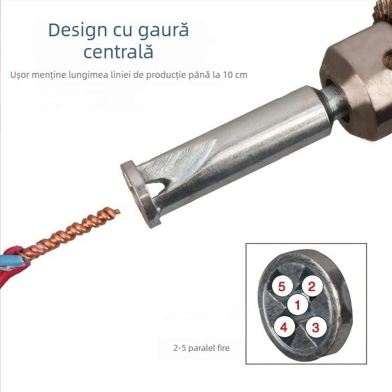 Conector terminal paralel pentru cablu — fără decojire, oțel dur, 220V, pentru fire de 5 conductori 4 mm², înfășurare rapidă