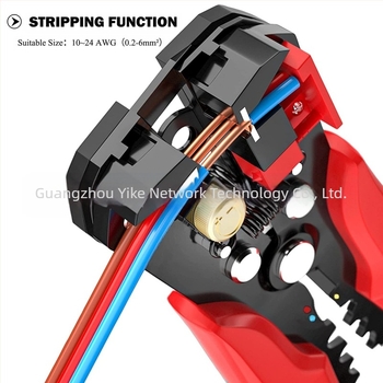 Cinci în unu: clește automate pentru dezizolarea cablurilor, cu miez de cupru, gură plată, 0.2-6 mm², prindere 170 mm, greutate 380 g, mâner PP+TPR