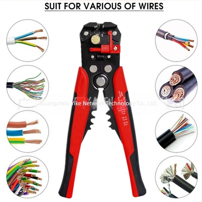 Cinci în unu: clește automate pentru dezizolarea cablurilor, cu miez de cupru, gură plată, 0.2-6 mm², prindere 170 mm, greutate 380 g, mâner PP+TPR