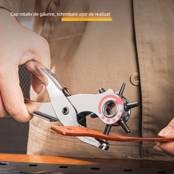 Deli Clește perforator pentru curele din piele – Model 1, oțel inoxidabil