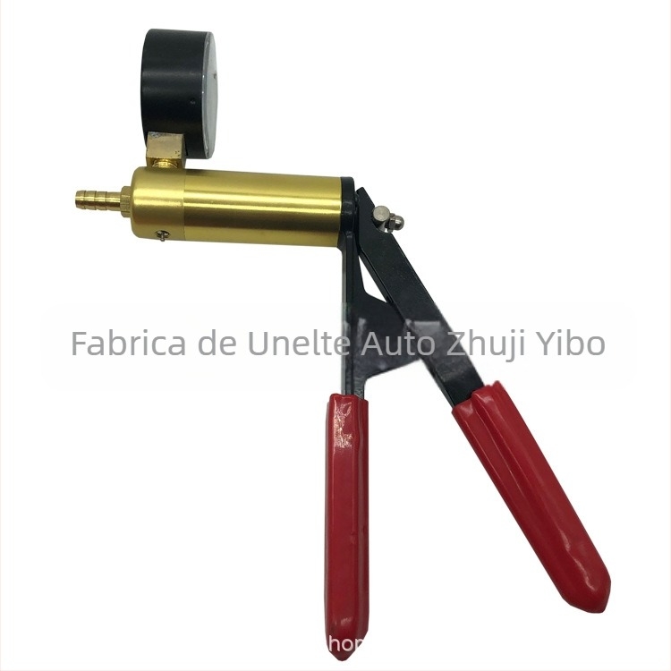 Pompa manuală cu vid pentru înlocuirea lichidului de frână auto, model YB-112, interval de presiune 0–30 inHg (0–760 mmHg), precizie, greutate 0,9 kg.