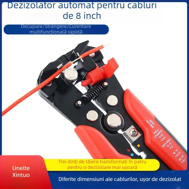 Clește de dezizolare cabluri pentru electricieni, automată, oțel cu carbon înalt, 0,305 kg, mâner 153 mm, marca New Extension