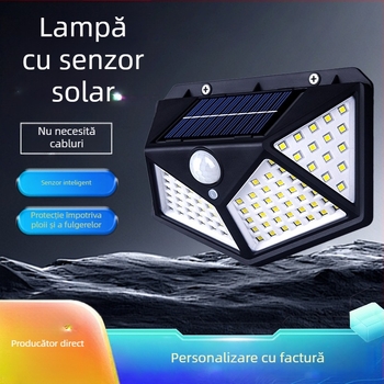 Lumină de perete solar LED pentru exterior, cu senzor de mișcare, IP55