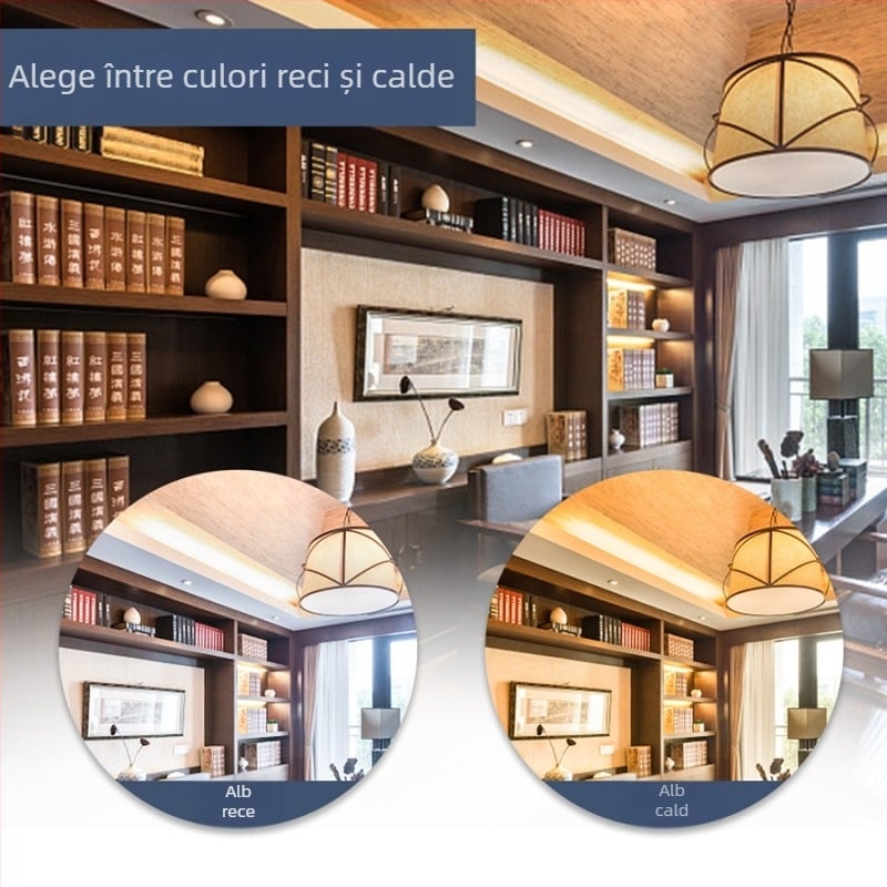 Cupă lampă din aluminiu placat cu plastic, LED 12x2835, 5W, 220V, 1200 lm, fascicul 180°