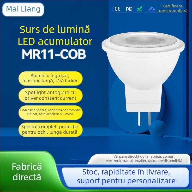 MR11 LED spot, 12V AC/DC, 3W, 11 COB LED-uri, fascicul de 180°