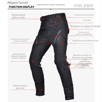 VOLERO pantaloni de ciclism protectivi pentru motocicletă: impermeabili, rezistenți la vânt, respirabili, talie înaltă, protecție silicon