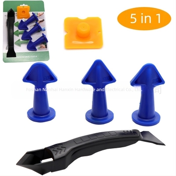 Set de instrumente pentru frumusețe și cusut, din plastic, format din cinci piese, cu racletă cu unghiuri multiple, duză ascuțită și spatulă pentru lipici