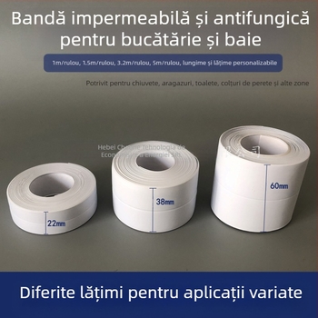 Bandă adezivă PVC pentru sigilarea rosturilor din bucătărie și baie, rezistentă la apă, mucegai, stil modern minimalist