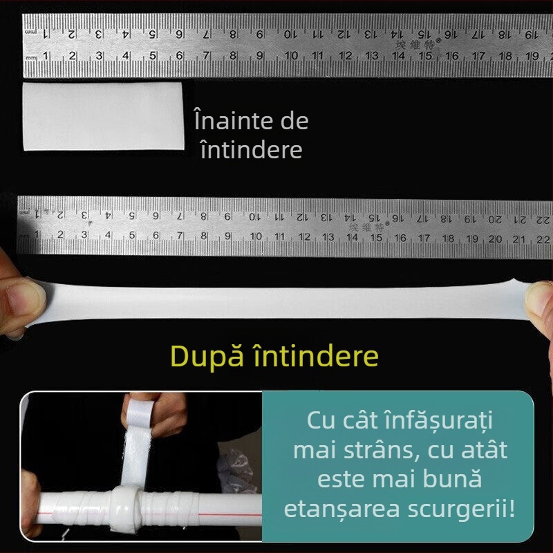 Bandă autoadezivă din silicon pentru conducte PVC de apă – reparații de scurgeri, 1 mm grosime, PVC substrat, sistem de adeziv silicat (rezistență la temperaturi -20°C până la 100°C, etanșare bună)