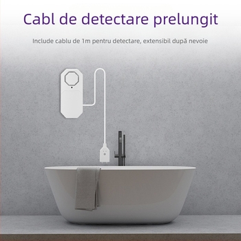 Detector de nivel al apei cu alarmă WS-02, tip de montaj, comunicație wireless, alarmă la fața locului, funcționare la 3V