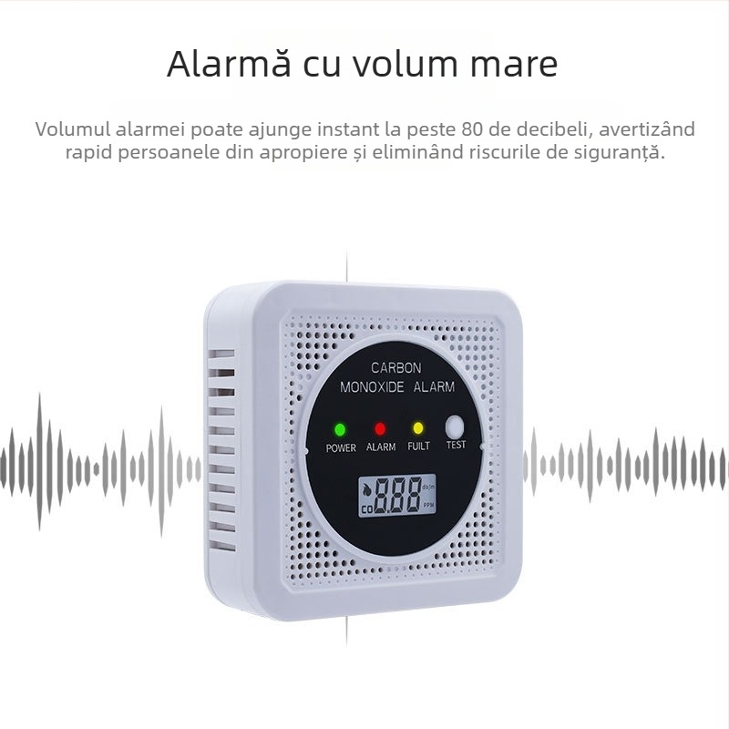 Detector de fum și monoxid de carbon, 2 în 1, JA-SC106, 4,5 V, wireless, montare pe perete, -10°C până la 55°C.