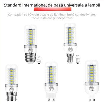 Lampă LED tip porumb E27, 5730 cipuri, 24–72 LED, 220V, 3000K, fascicul de 360°