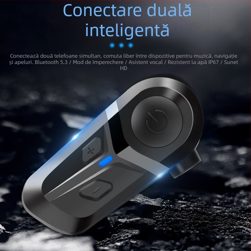 L1 Cască Bluetooth pentru cască de motocicletă – Intercom, rezistentă la apă și praf, mono, unilateral, rază 100 m, autonomie 32 h, convorbiri și muzică
