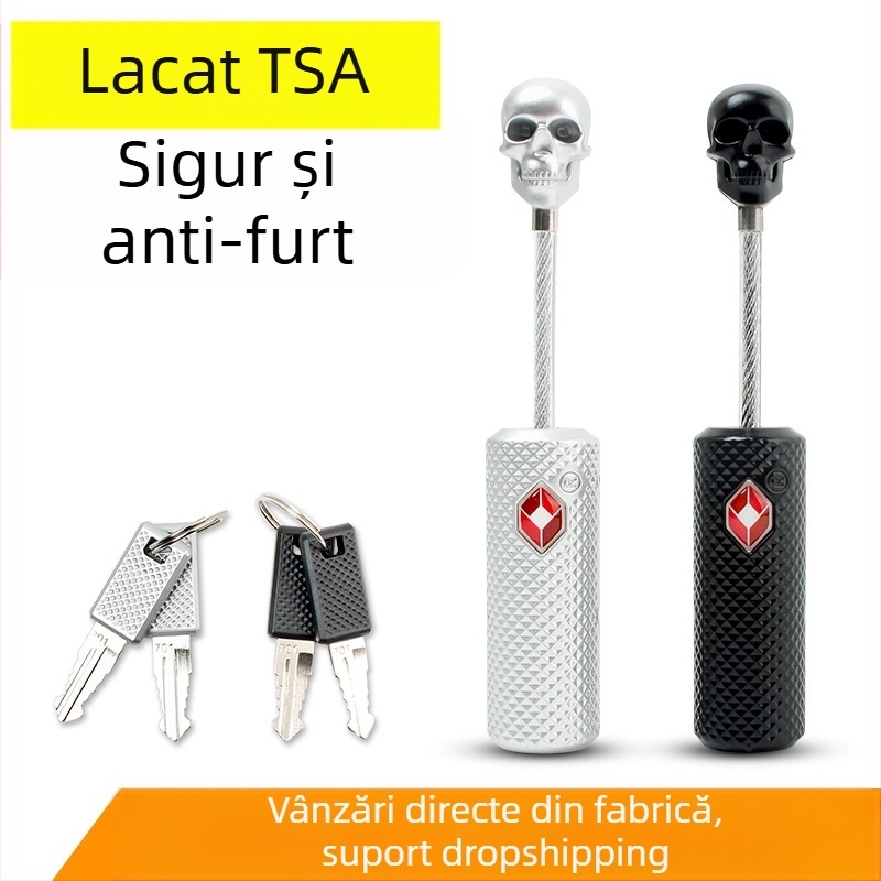 Yif TSA 13226 lacăt pentru bagaje cu design craniu – aliaj de zinc, lacăt cu cod, anti-furt