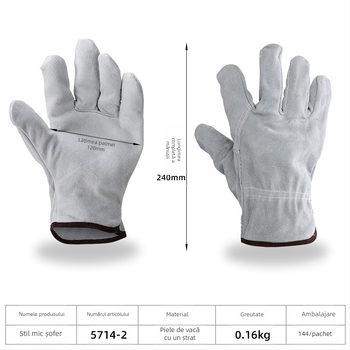 Mănuși de sudură din piele de vițel, dublu strat, piele completă, pentru tăiere și sudură, greutate 160–260 g, origine Linyi